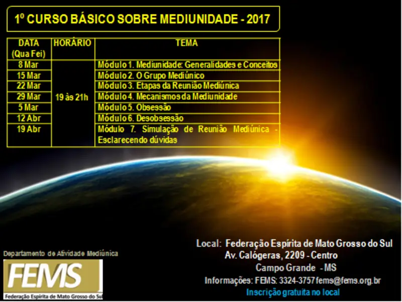 1º CURSO BÁSICO SOBRE MEDIUNIDADE 2017