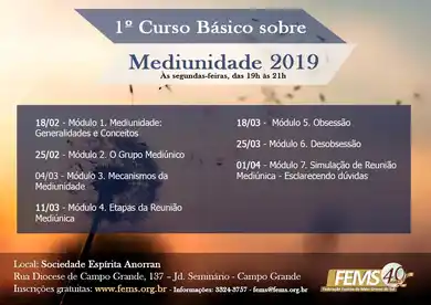 1º CURSO BÁSICO SOBRE MEDIUNIDADE 2019