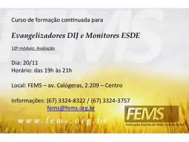 10º módulo do curso de formação continuada para evangelizadores e monitores