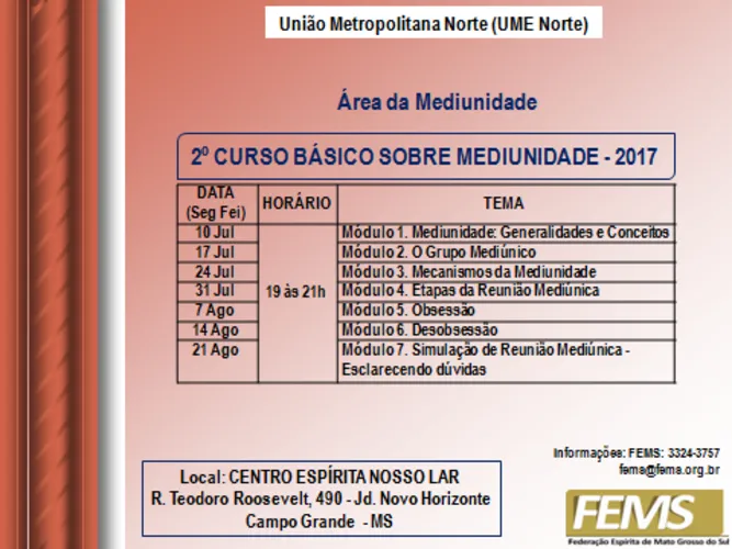 2º CURSO BÁSICO SOBRE MEDIUNIDADE-2017