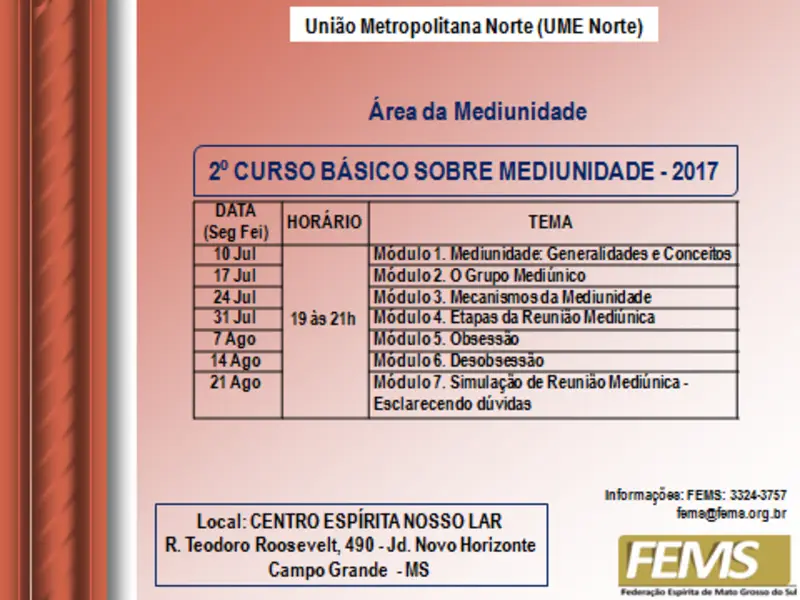 2º CURSO BÁSICO SOBRE MEDIUNIDADE-2017
