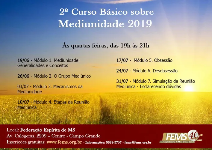 2º CURSO BÁSICO SOBRE MEDIUNIDADE 2019