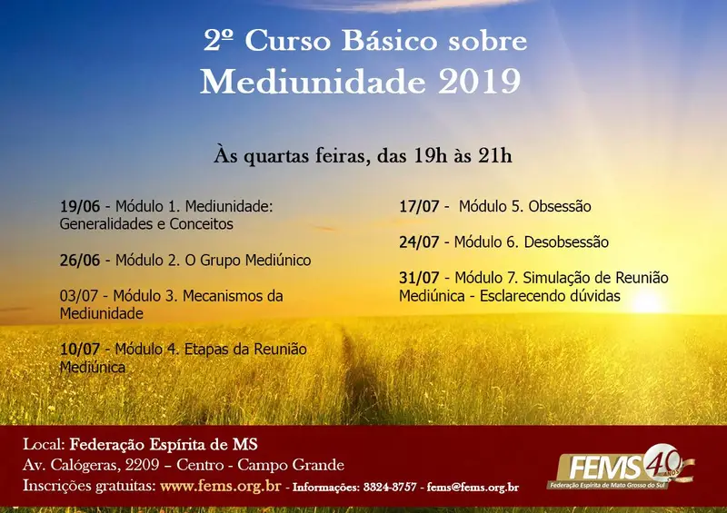 2º CURSO BÁSICO SOBRE MEDIUNIDADE 2019