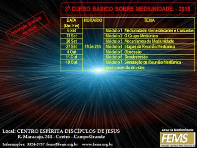 3° Curso Básico Sobre Mediunidade 2018