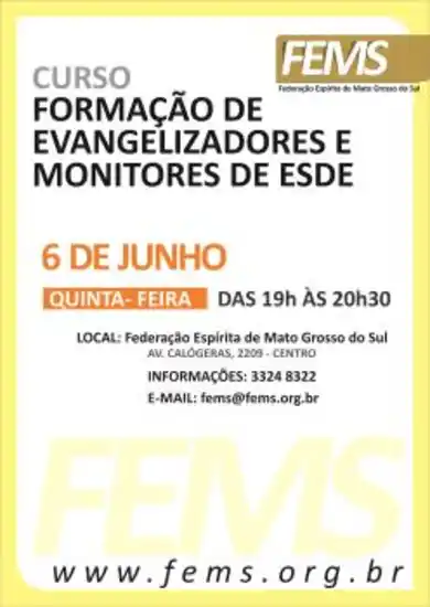 Continuação do curso de formação de evangelizadores e monitores de ESDE