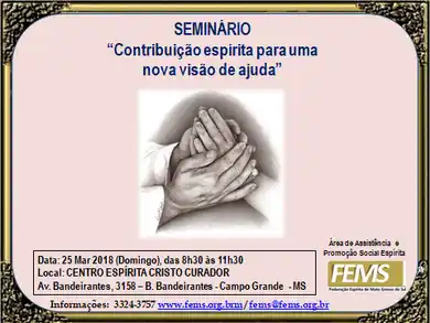 Convite Seminário da Área de Assistência e Promoção Social Espírita