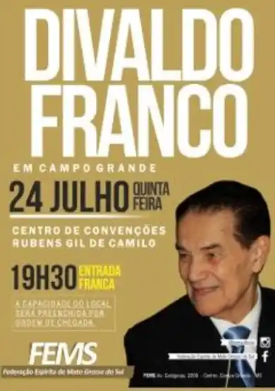 Divaldo Franco realiza palestra pública em Campo Grande
