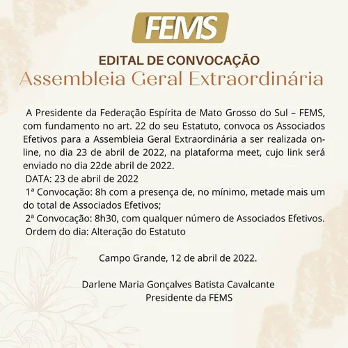 Edital de Convocação - Assembleia Extraordinária 