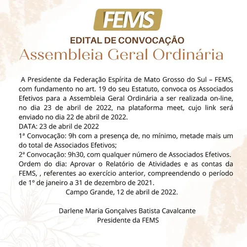 Edital de Convocação - Assembleia Geral Ordinária 
