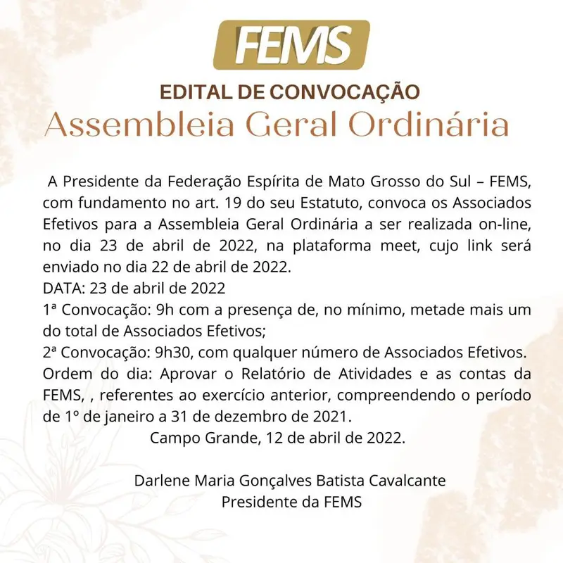 Edital de Convocação - Assembleia Geral Ordinária 