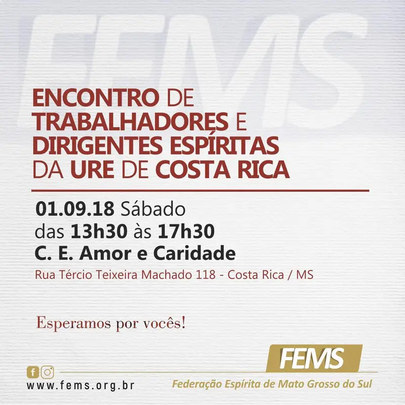 Encontro de Trabalhadores e Dirigentes Espíritas da URE de Costa Rica 