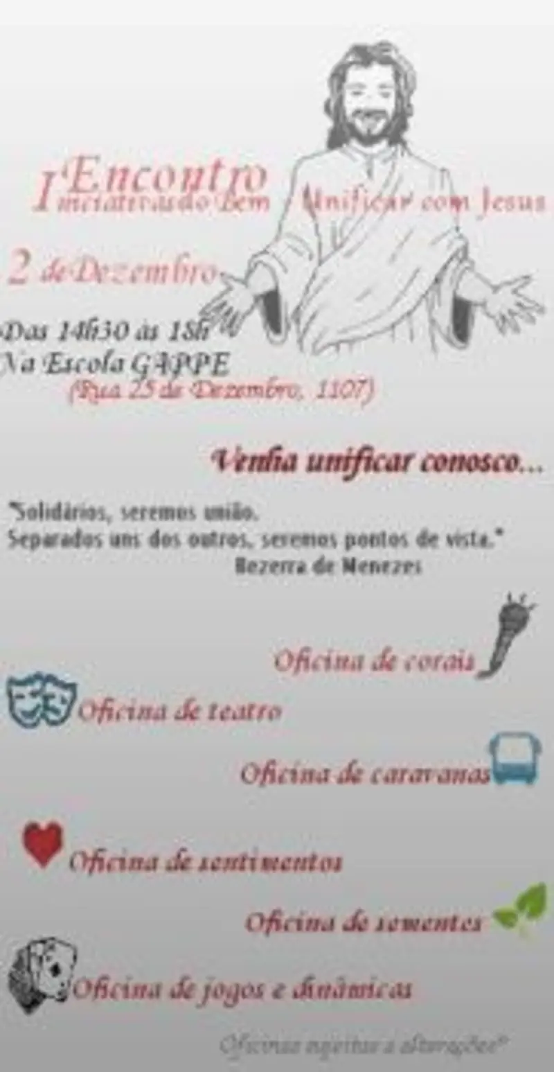 Encontro Iniciativas do Bem - Unificar com Jesus - promete!