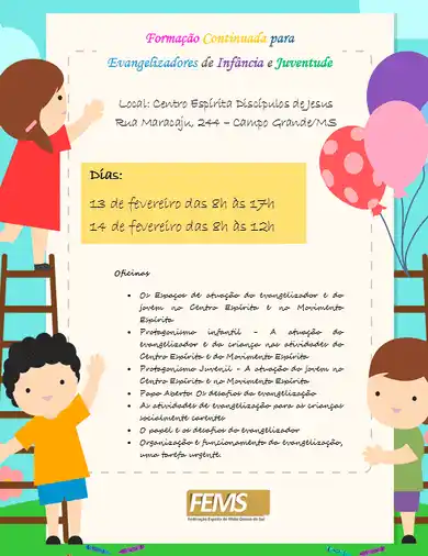 FORMAÇÃO CONTINUADA PARA EVANGELIZADORES DE INFÂNCIA E DE JUVENTUDE
