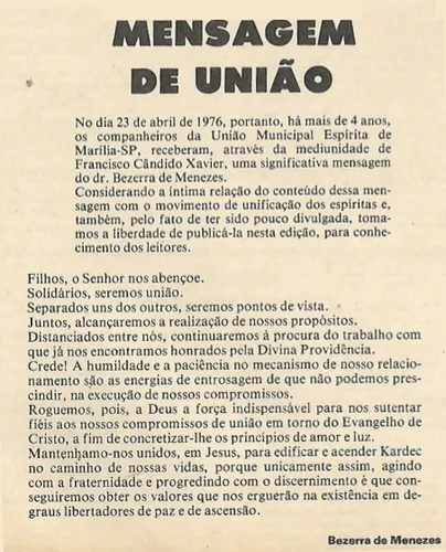 MENSAGEM DE UNIÃO
