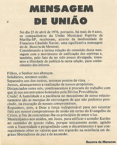 MENSAGEM DE UNIÃO