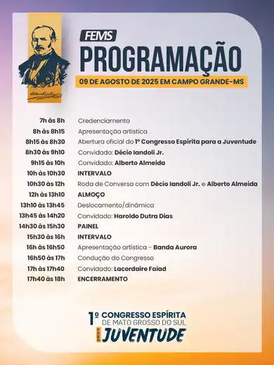 Programação - 1º Congresso Espírita para a Juventude de MS