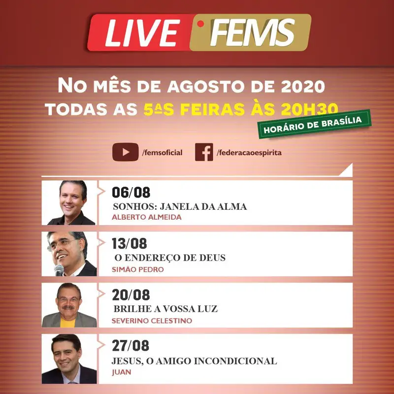 Programação Live FEMS - Agosto