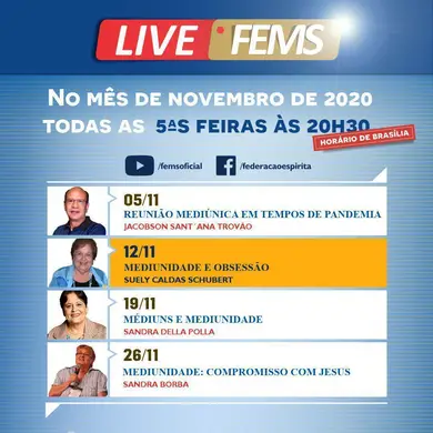 Programação Live FEMS - Novembro